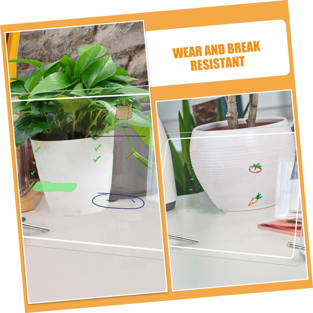 2 Stück Acryl Notiztafeln mit Glatter Polierter Oberfläche Abwischbare Tisch Schreibtafeln für Büro und Zuhause Transparente Memo Boards
