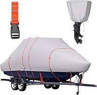 Vista 1 de Tuszom Cubierta impermeable para barco con parte superior en T para consola central de 20 a 22 pies de largo con techo superior en T, cubierta