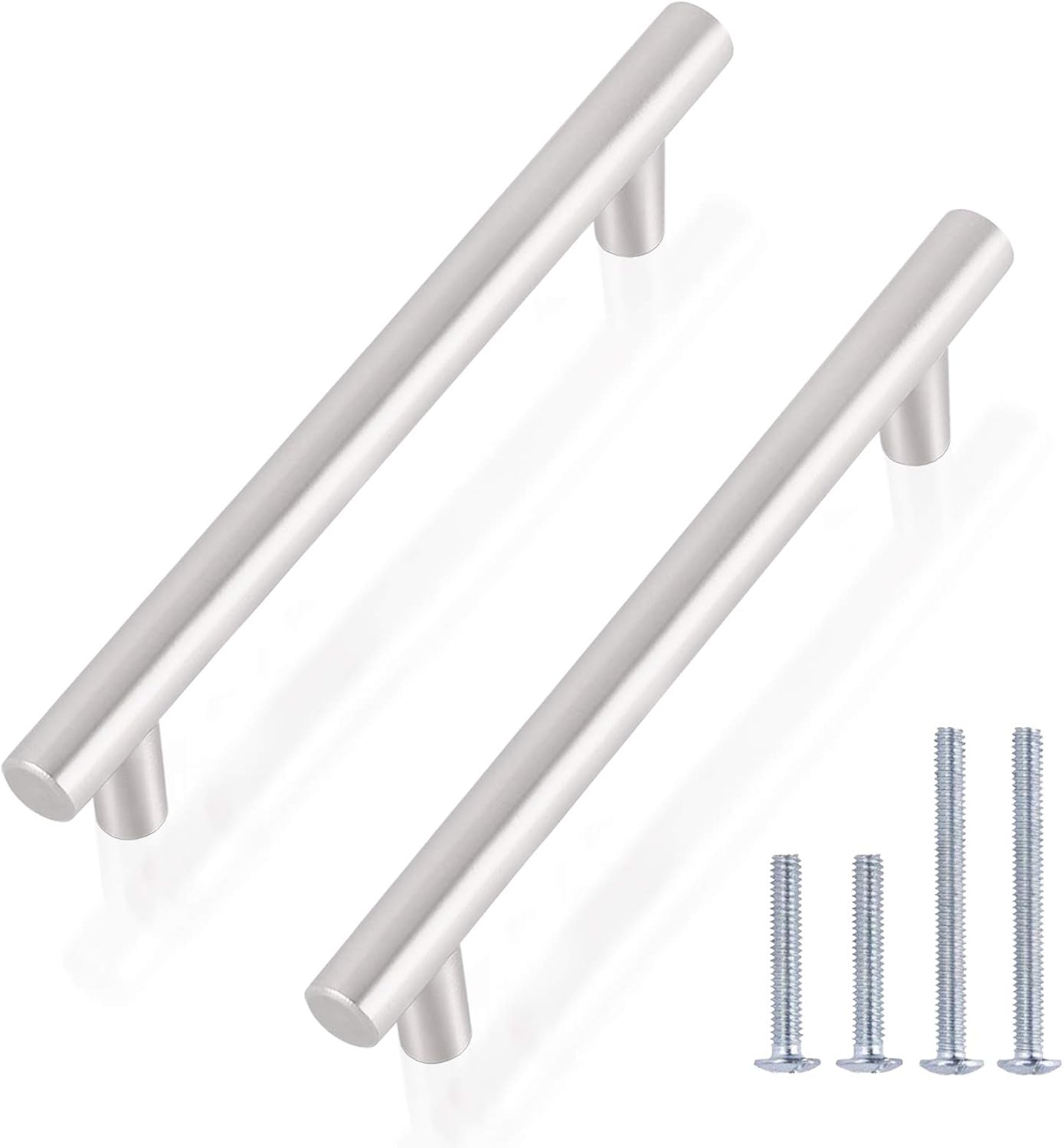 Gobrico Cabinet Handles 50 Pack Stainless Steel Satin Nickel T Bar Drawer Pulls for Kitchen Furniture Round Tube Drawer Dresser Handles,4"(102mm) Hole Centers