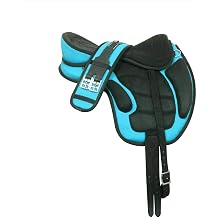 ADB CREATIONS Treeless Freemax English Horse Saddle for Pony & Adult Riders, Lightweight Synthetic All-Purpose Saddle with Girth & Aluminum Stirrups, Flexible Comfort Design, Seat Sizes 1018 in