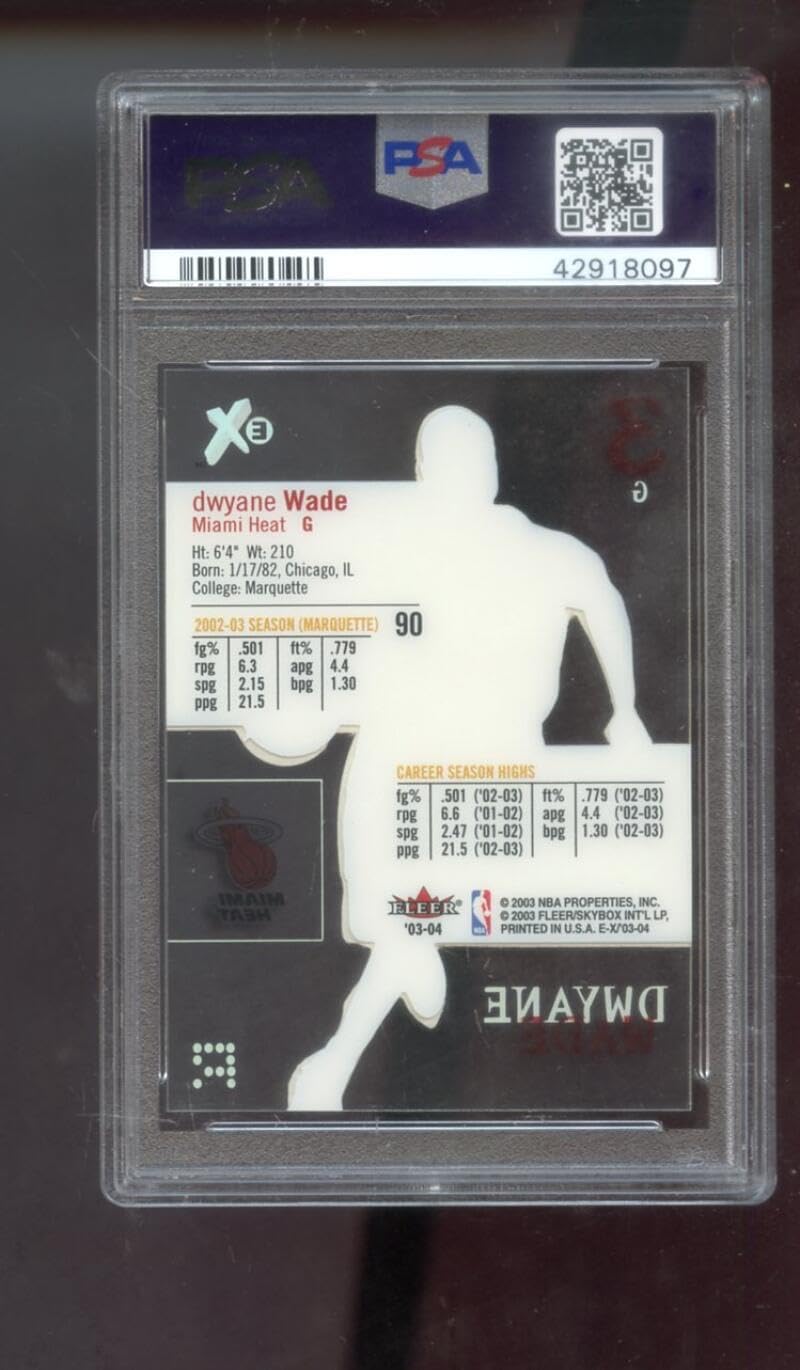 2003-04 Fleer E-X EX #90 Dwyane Wade ROOKIE RC PSA 7 Graded Basketball Card NBA 03-04 Miami Heat 2003-2004