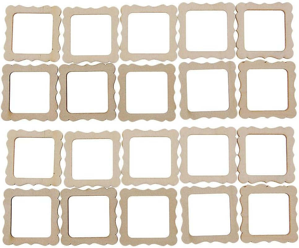 CALANDIS™ 4x20 Pieces Wood Photo Frame Shapes Craft DIY Embellishment Kids Creative Toys | Wooden Pieces | Crafting Pieces | Multi-Purpose Craft Supplies