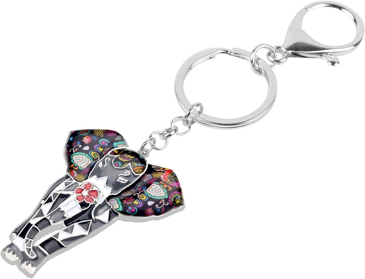 BONSNY Enamel Metal Chain Jungle Elephant Key Chains For Women Car Purse Handbag Charms - Image 3