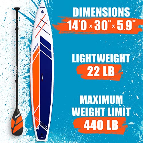 Gladiator Elite Touring 14.0T Inflatable Paddle Board - 26 Psi Ultimate Technology 14' Touring Stand Up Paddleboard - 6" Thick Paddle Boards With Accessories - Ultra-Light Inflatable Sup Board #TOP2