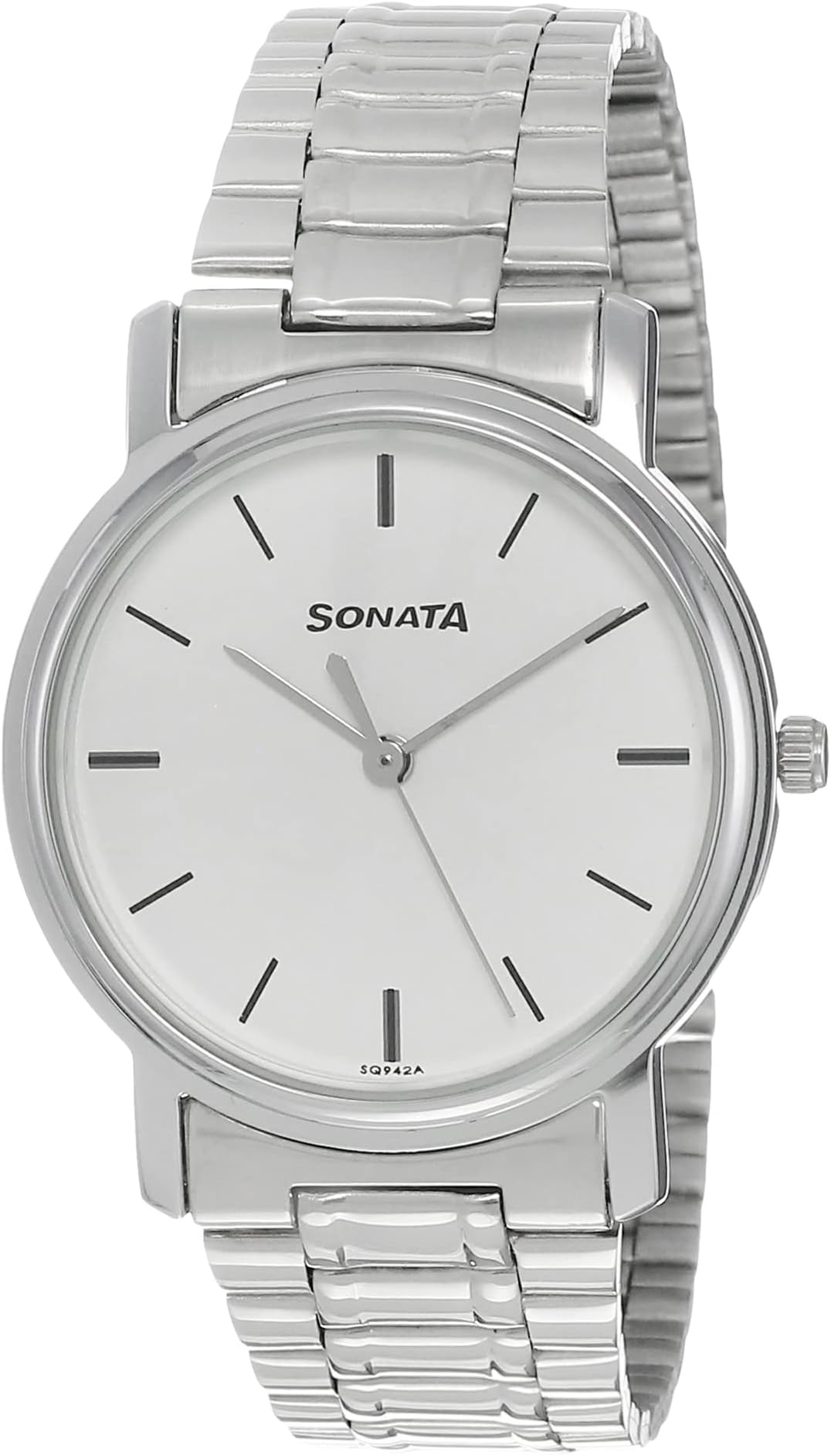 Quartz Analog White Dial Silver Stainless Steel Strap Watch for Men - NT1013SM01