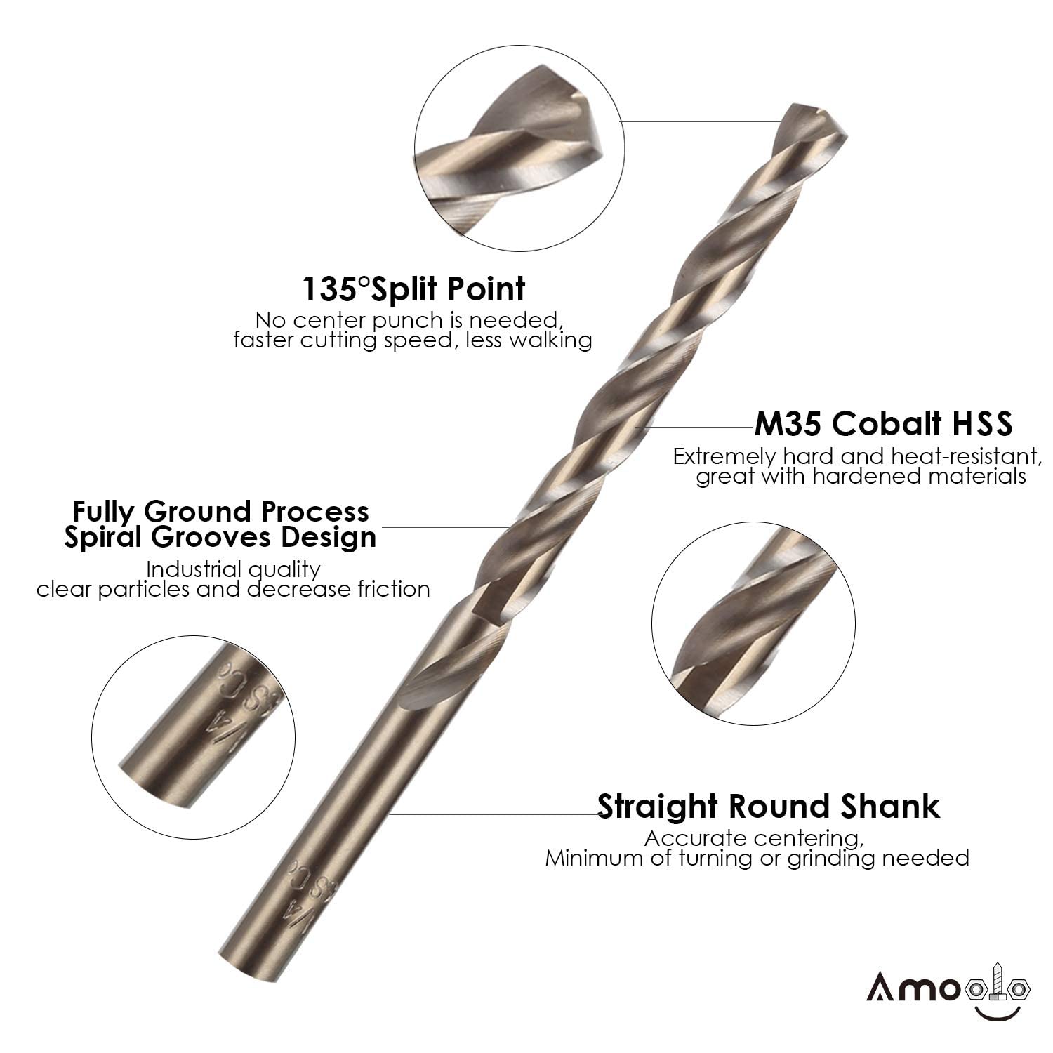 Cobalt Drill Bit(10 Pcs), M35 HSS Metal 