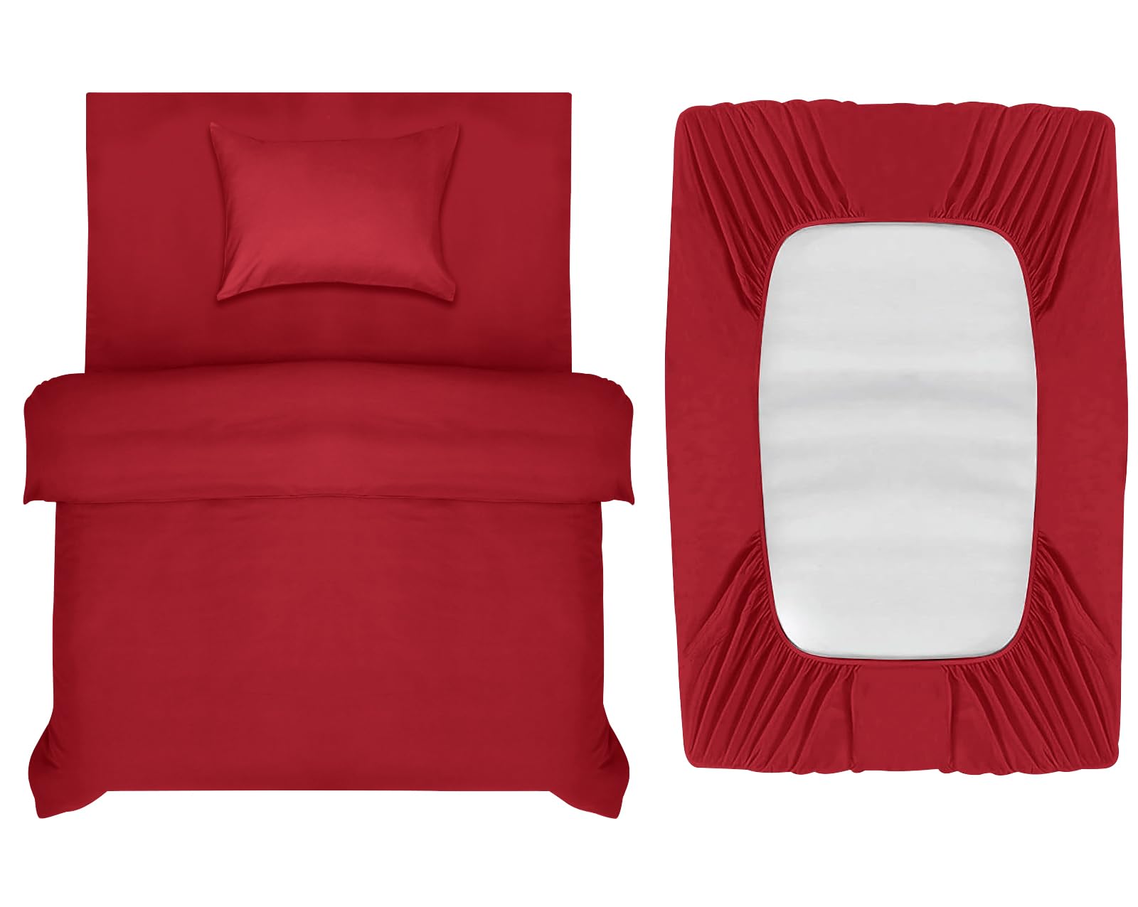 INSPIRE HOMEWARE Single Duvet Cover Set - Duvet Cover,Fitted Sheet with Pillowcase - Premium Brushed Microfiber 3 piece Single Bedding Sets - Burgundy Quilt Cover Set for All Seasons