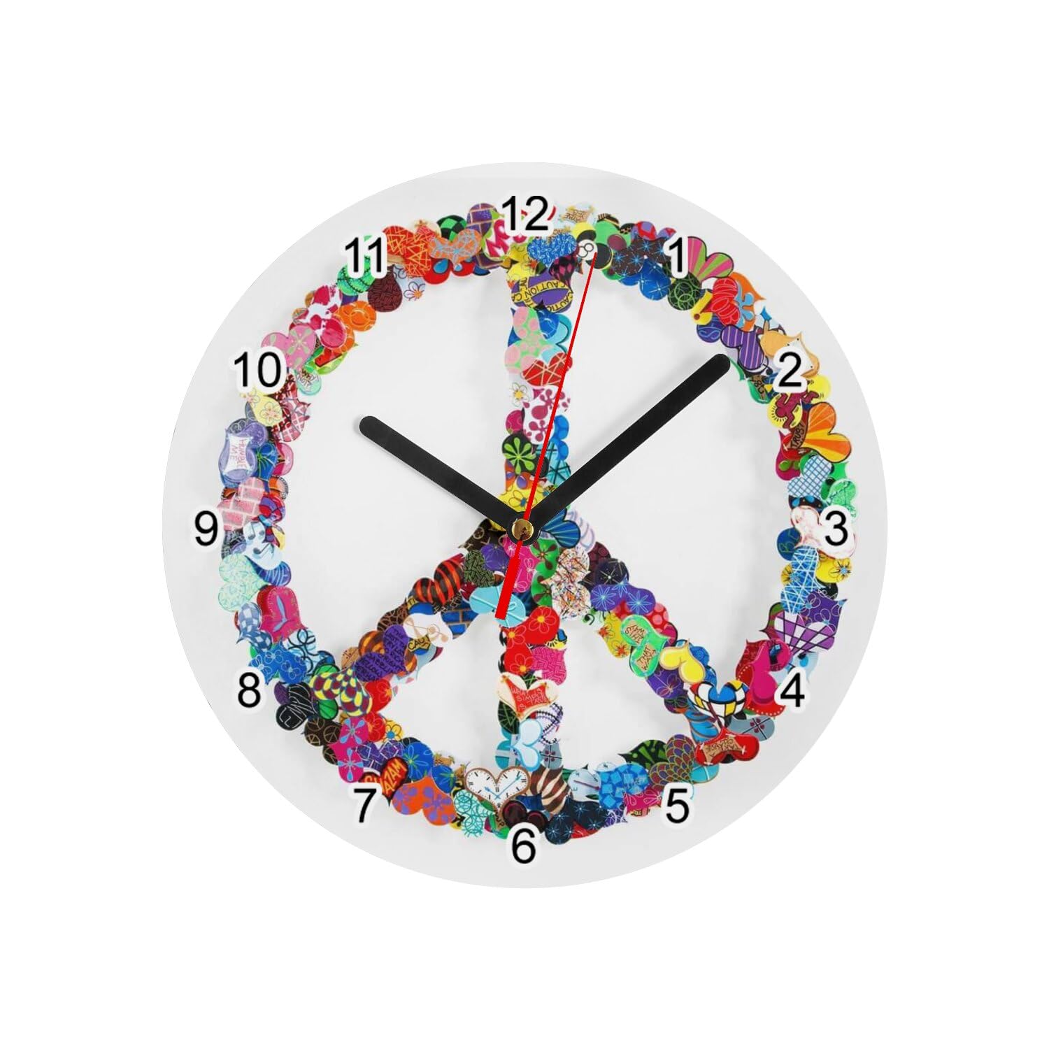 Horloge murale en verre psychédélique blanche 20cm déco rétro