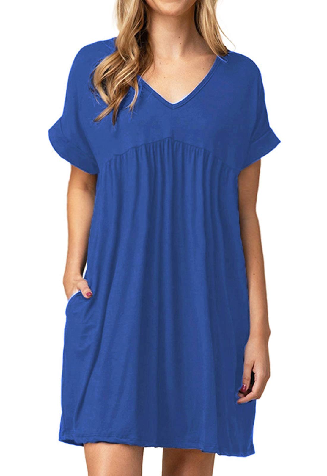 Jayscreate Women's Baby Doll Summer Casual T Shirt Flowy Short Sleeve Dress