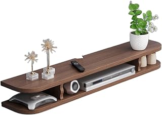 Soporte flotante multifuncional para TV para sala de estar y dormitorio, armario de almacenamiento sin pintura con gran capacidad y partición hueca, color marrón, 120 veces