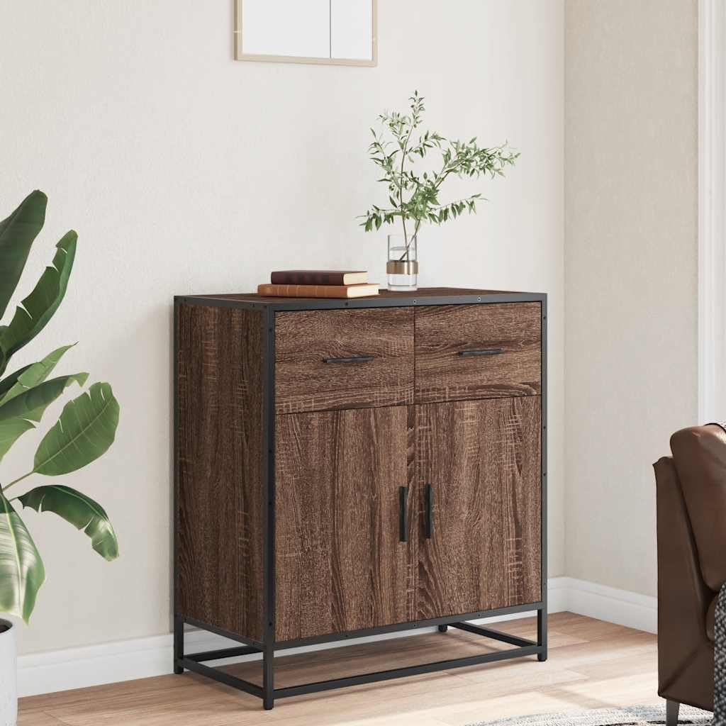 Credenza marrone effetto rovere, 68 x 35 x 76 cm, in metallo