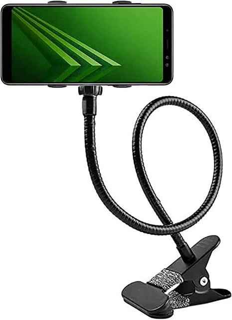 TrendyUK - Flexible Phone Holder for Bed - Lazy Arm 360 Adjustable Clamp Bracket Stand for iPhone 12 Mini, 12 Pro Max, 11 Pro Xs Max XR X 8 7 6 Plus, Samsung S10 S9, Smartphones - (Black Holder)