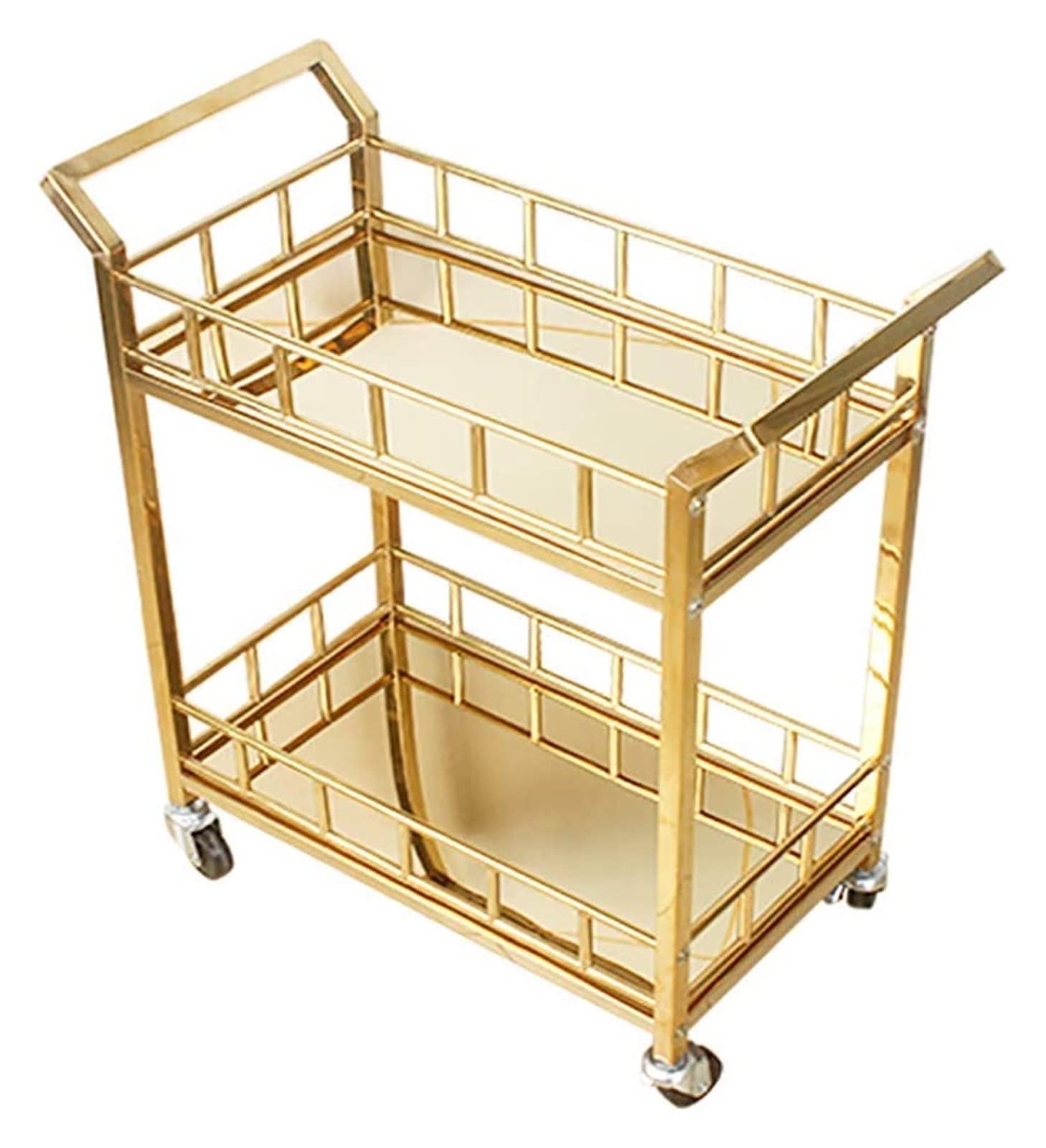 OLSKFUH Bar Serving Carts For Home Hotel Restaurant Cart, Restaurant Drink Cart Food Delivery Trolley Commercial Stainless Steel Double-Layer 4S Shop Tea Service Cart Ktv Cart Mo,