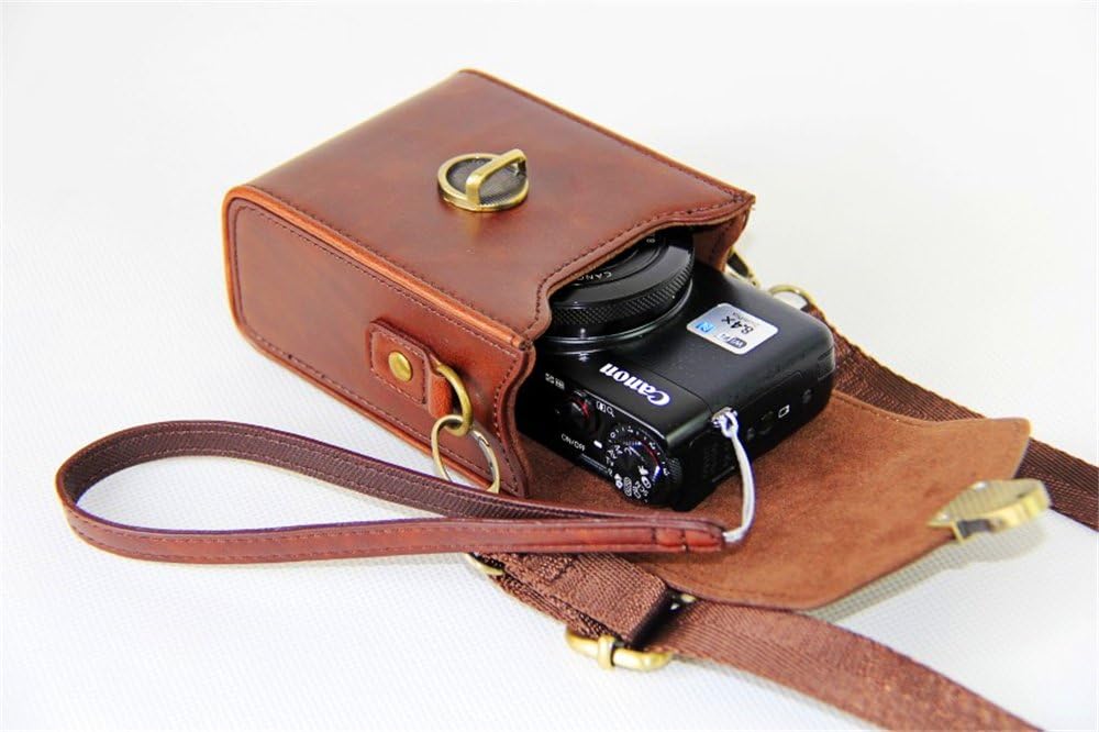 Digital Camera Cover Case Bag with Shoulder Strap For Canon Powershot G7X Mark II G1X2 G15 G16 G1X SX700 SX520 SX530 SX170 G10 G11 G12 -Coffee