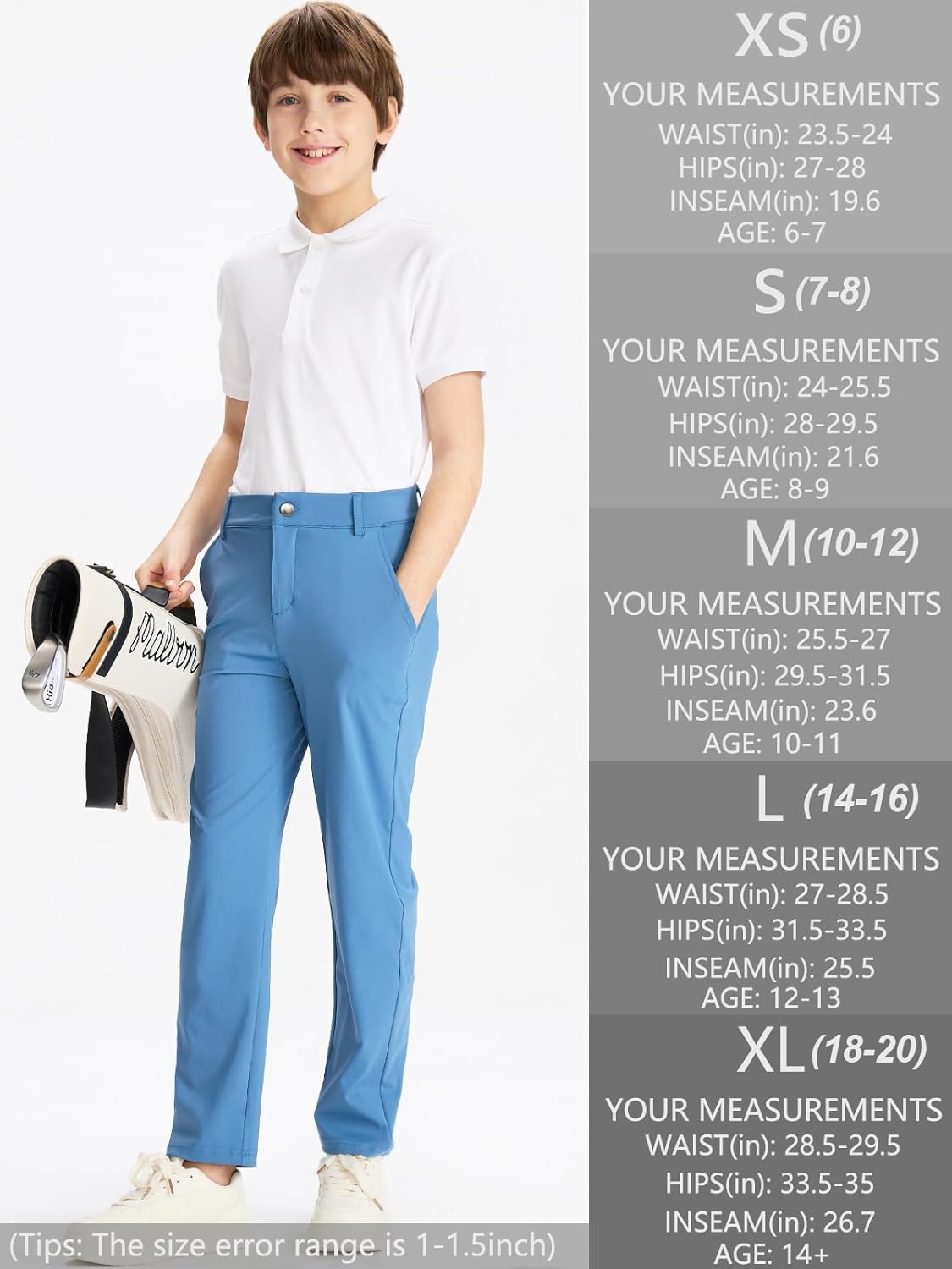 DEVOROPA Youth Boys Golf Pants Stretch Flat Front Dress Athletic Casual Pants School Uniform Chino Twill Pants Pockets - Image 6