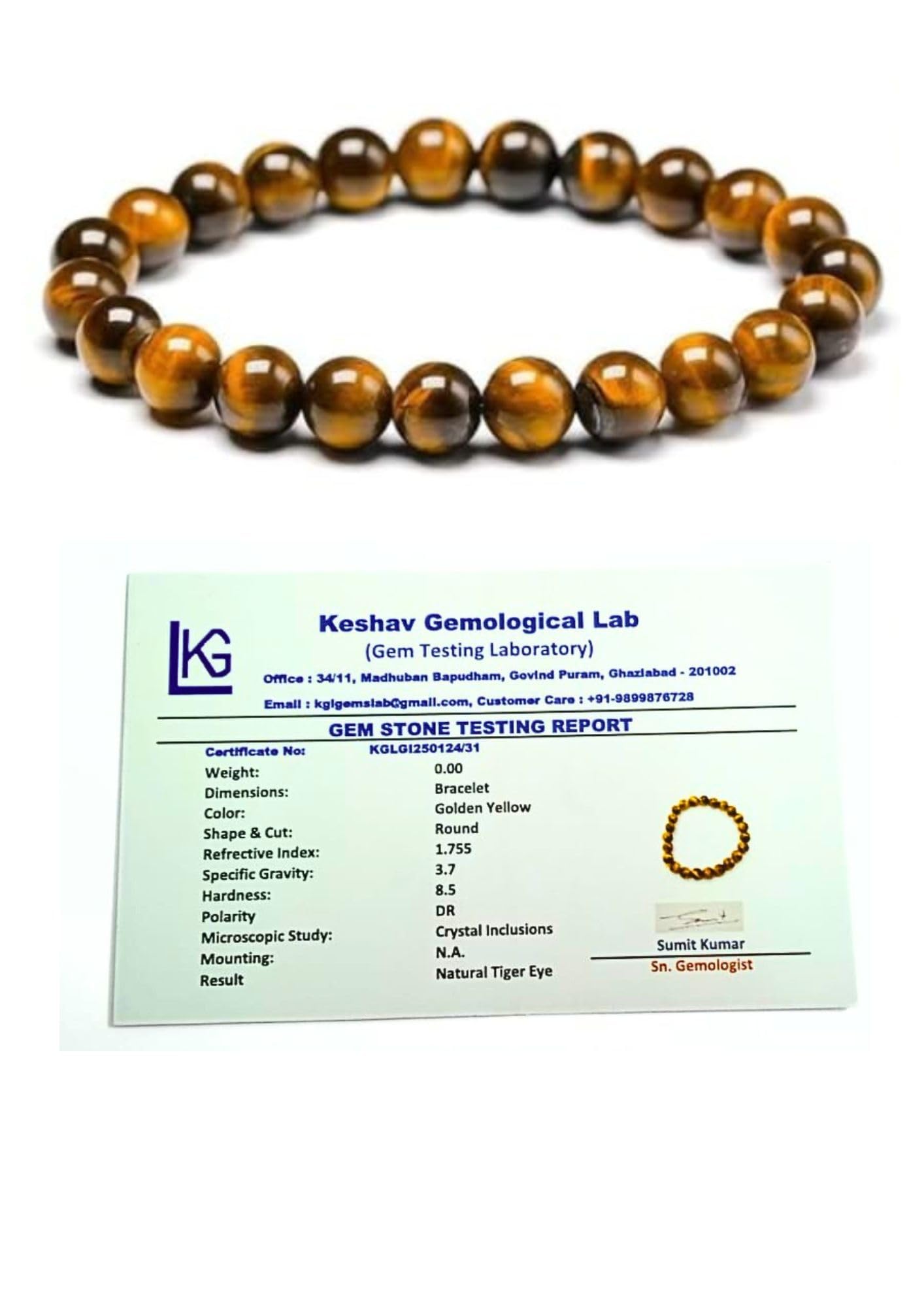 Tiger eye certified bracelet for unisex Adult (B0CZ4CQG93) Amazon Price History, Amazon Price Tracker