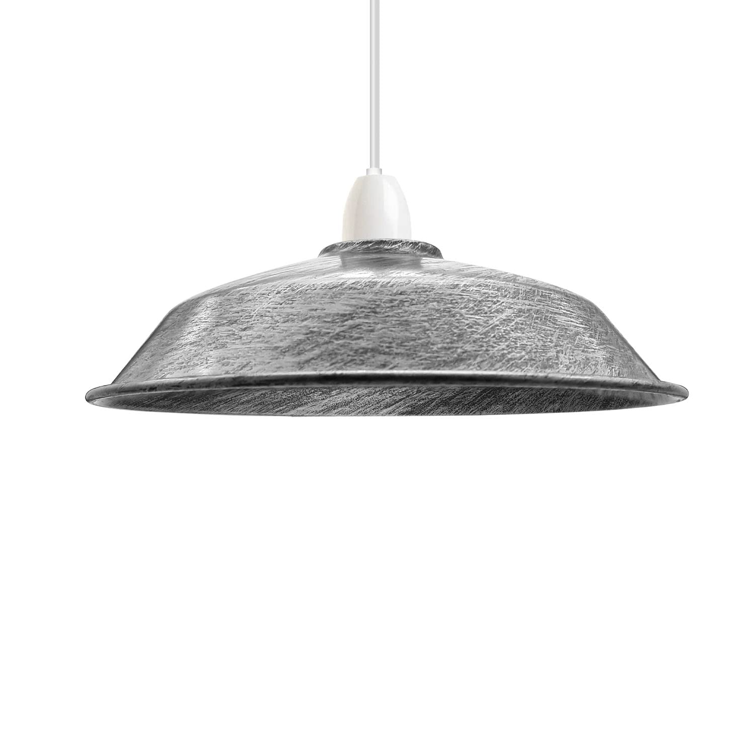 DC VOLTAGE Retro 36cm Brushed Silver Hanging Pendant Light Shade Easy Fit