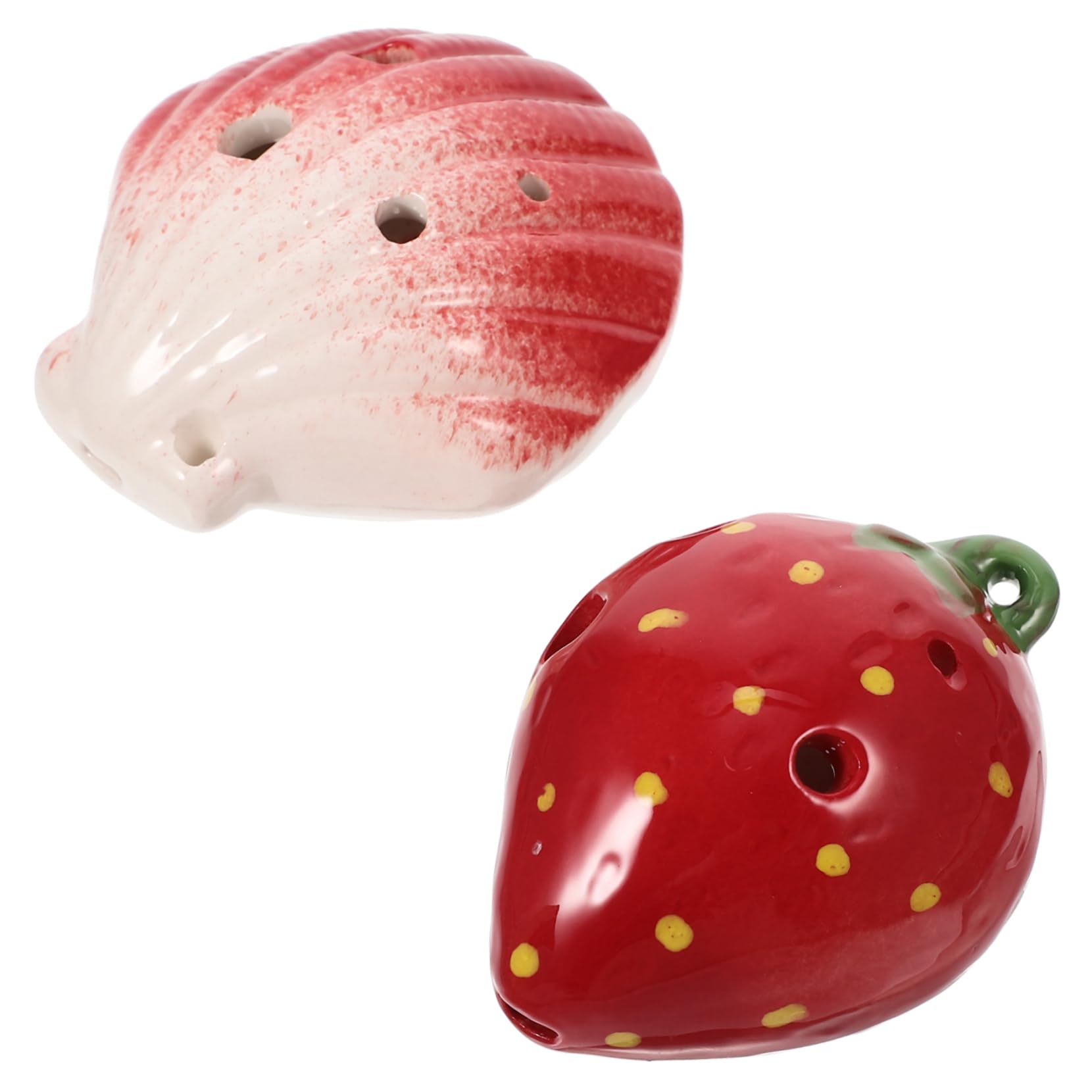 Toddmomy 6 Holes Ocarina Set Strawberry Shape for Boys and Girls Practice Musical Instrument Sturdy Ceramic Material