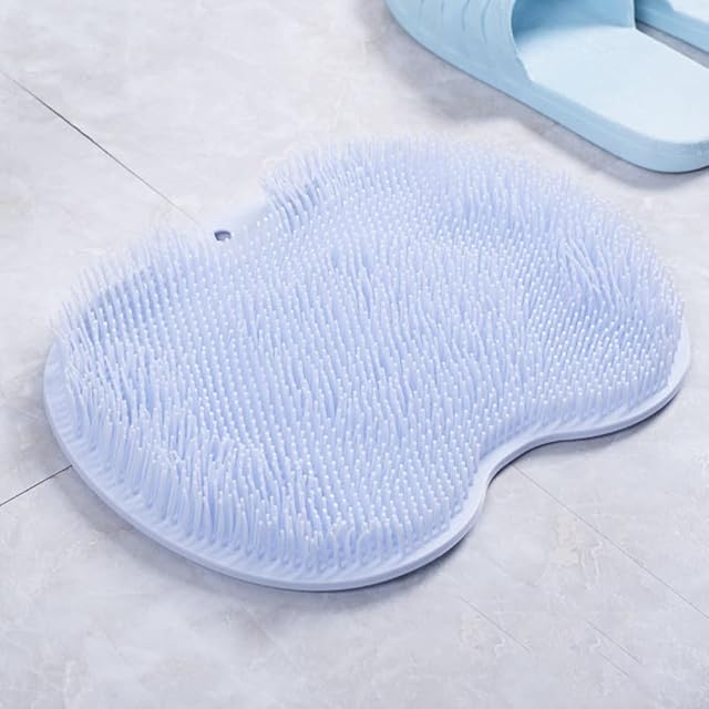 Mayyou Back Exfoliating Bath Wash Pad,Bathroom Back Scrubber Wall Mounted Suction Cup Silicone Back Exfoliator Foot Massage Pad for Shower Non-Slip Mat Cleaning Brush (Blue)