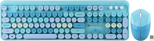 ZEBRONICS Newly launched Companion 301 2.4GHz Wireless Keyboard & Mouse Combo with UV Printed, Retro Style Keys, 104 + 12 Integrated Multimedia…