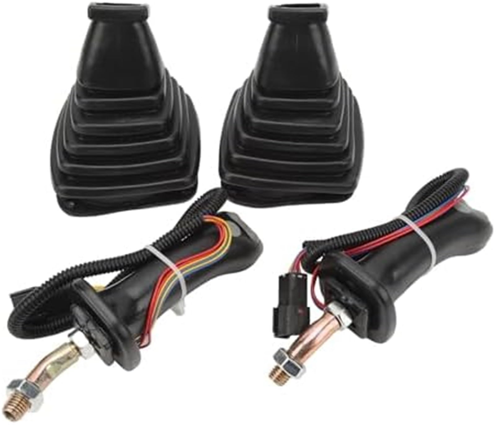3 przyciski, zespół dźwigni joysticka koparki, 2 szt. L + R, dźwignie joysticka koparki z osłoną przeciwpyłową, 6-stykowa aluminiowa dźwignia joysticka koparki, do Doosan DH DX150 215 225 300