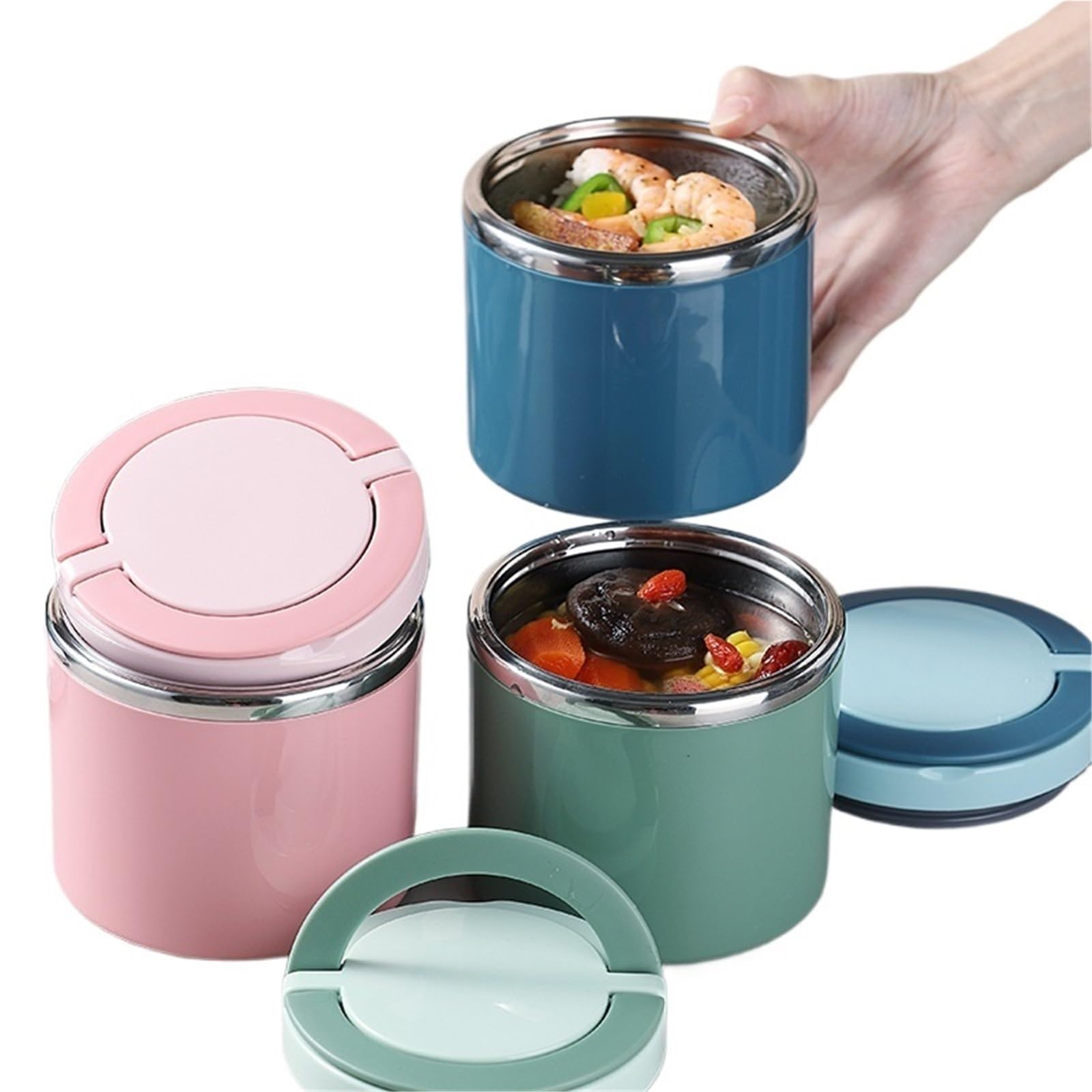 Bento Lunch Boite Boîte à Lunch Isotherme for Soupe et Aliments, Garde au Chaud(Blue-630ml)