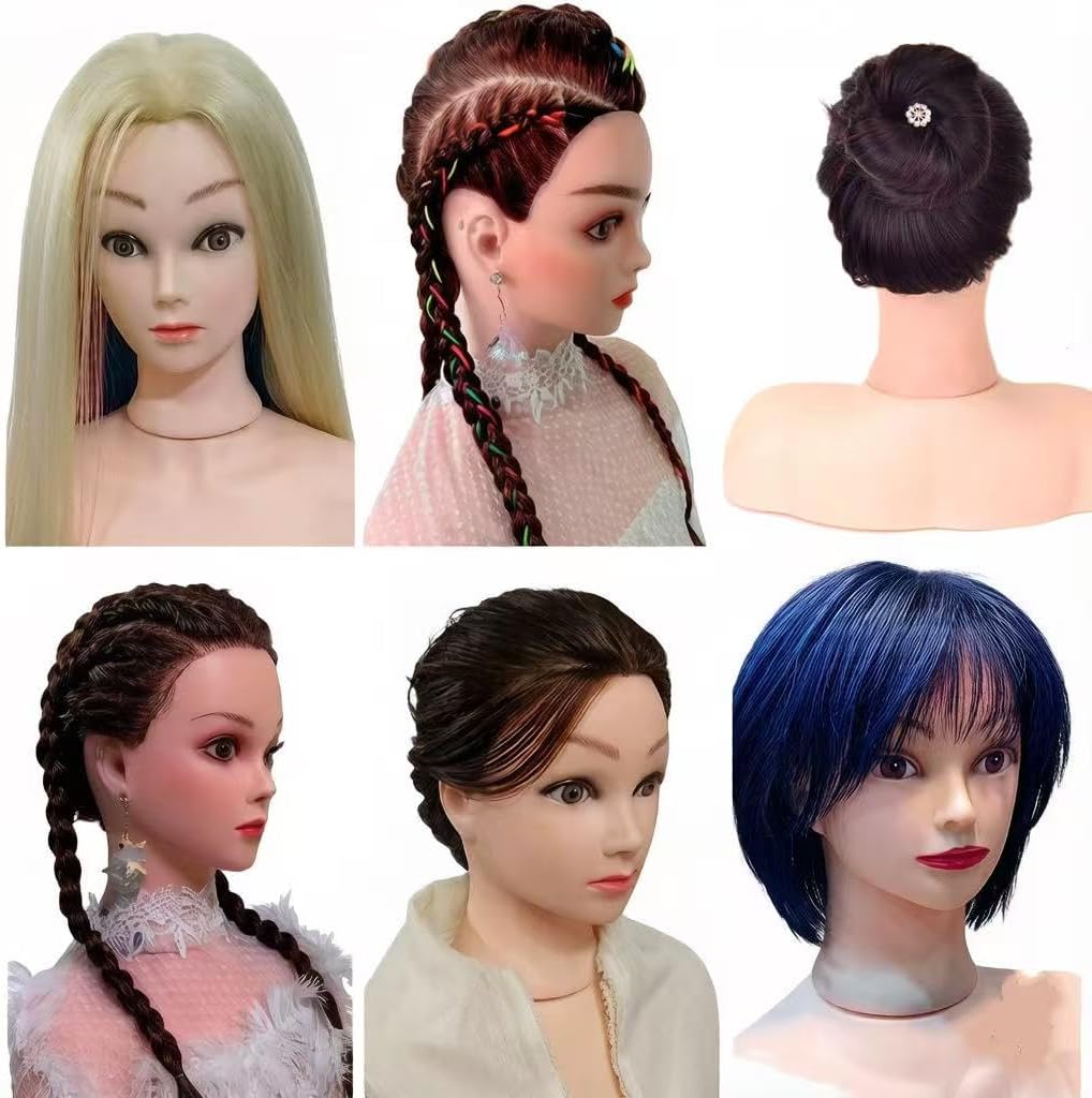 Wig Mannequin Head Stand for Hairdressing Training - Shoulder Model for Home and Salon Use (Beige)