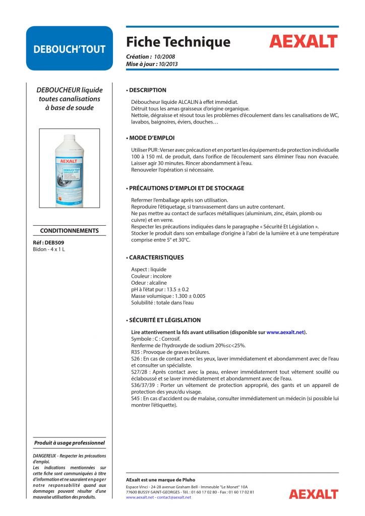 Déboucheur canalisations surpuissant bio produit professionnel
