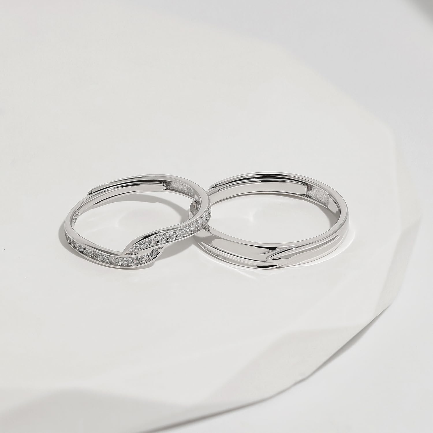 Meissa 2pcs anelli di coppia in argento sterling per lei e lui Love You Forever Infinity Wedding Bands Anelli promessa d'argento con Cubic Zirconia gioielli sposa