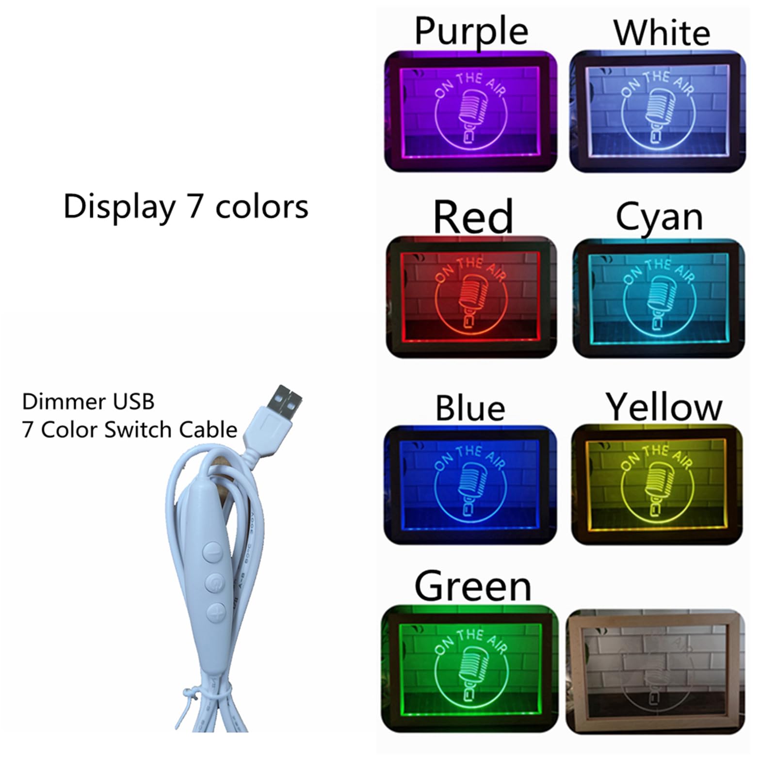 Señal de neón LED para Terapia de Masaje, salón de masajes USB RGB 7 Colores oscurecimiento Marco de Fotos de Madera lámpara de Mesa Escritorio Luces de neón,32x22cm