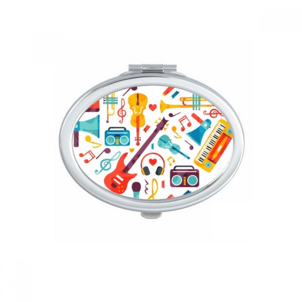 Miroir compact ovale portable motif instruments musique - Miroir de maquillage mignon de poche