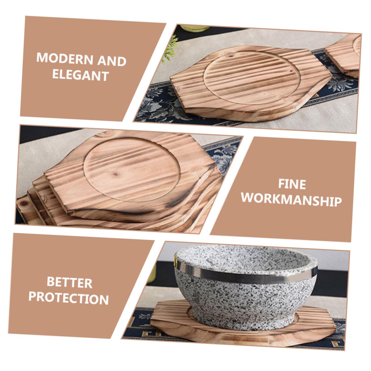 VICASKY 10 Stück Holz Casserole Matte Multifunktionaler Topfuntersetzer mit Rutschfester Stabiler Basis Vielseitig als Servierplatte für Speisen Obst und Snacks Langlebiges Küchenzubehör