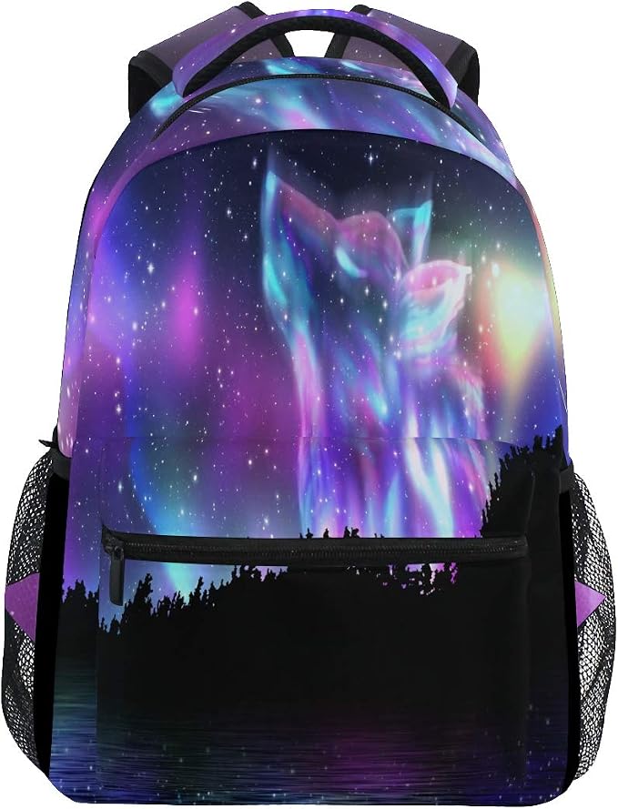 Zaino per computer portatile con spirito di lupo ululante e Aurora Borealis,  impermeabile, impermeabile, per studenti, viaggi, computer, notebook, per  uomini, donne, ragazzi e ragazze : Amazon.it: Valigeria