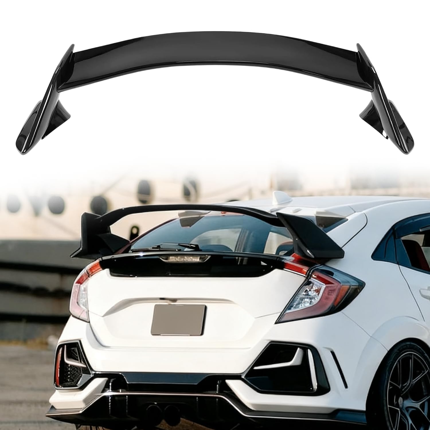Alerón Trasero para Honda Civic 2016-2021, Hatchback de 5 Puertas, 10.ª generación, Estilo Type-R, Color Negro Brillante, Kit de carrocería para Accesorios Exteriores.
