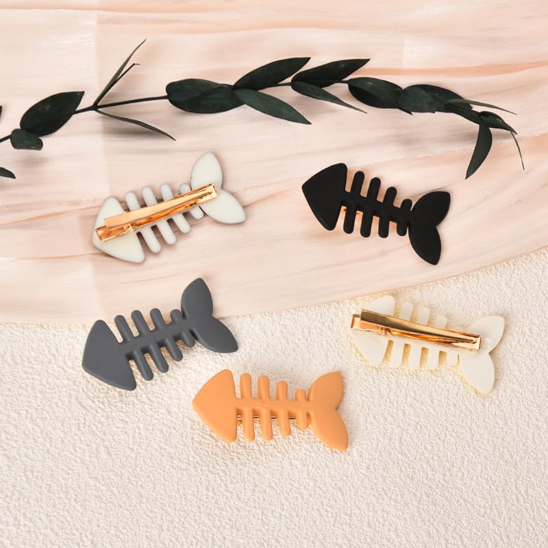 Fish Bone Hair Clips Cute Fish Shaped Hair Barrettes for Women Girls Geometric Hairpins for Short Long Hair Accessories Fishbone Alligator Hair Clips for Teen Girls 5 PCS image 5