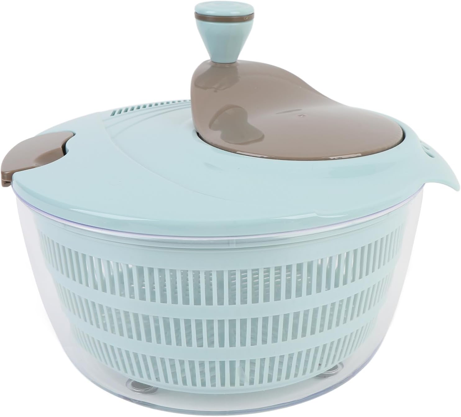 Salad Spinner, Fruit Vegetable Washer Dryer with Double Layer Separation & Dual Drainage Holes, Hand Crank Easy Operation Premium Plastic Kitchen Tool