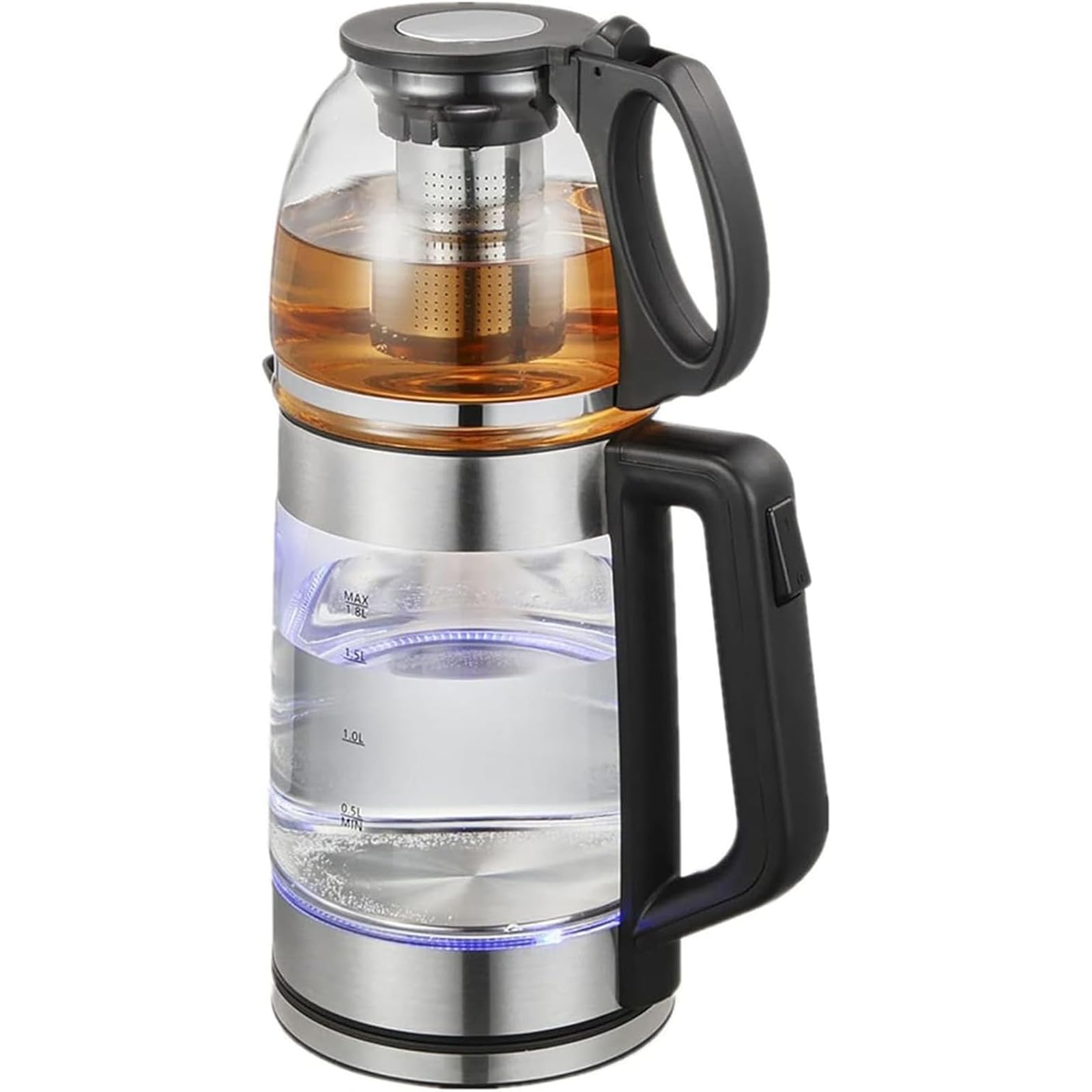 UHGFIMP Turkish Glass Teapot 2 Tier Electric Tea Kettle Glass Samovar Style Self-filtering Tea Kettle Stovetop Water Heater