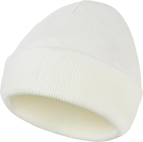 American Trends Gorro de punto para hombre y mujer, gorro de invierno con puños, cálido, suave, lindo, liso, para exteriores