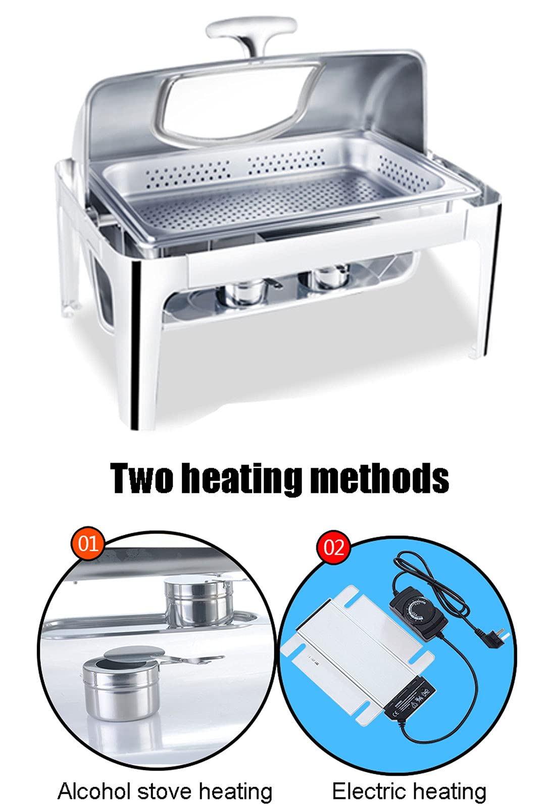 Calentador para Buffet, Calientaplatos de Buffet de Acero Inoxidable, Comercial Eléctrico Calentador de Comida para Buffet, 6L 9L Servidor de Buffet, Punzonado/Pallet Ordinario