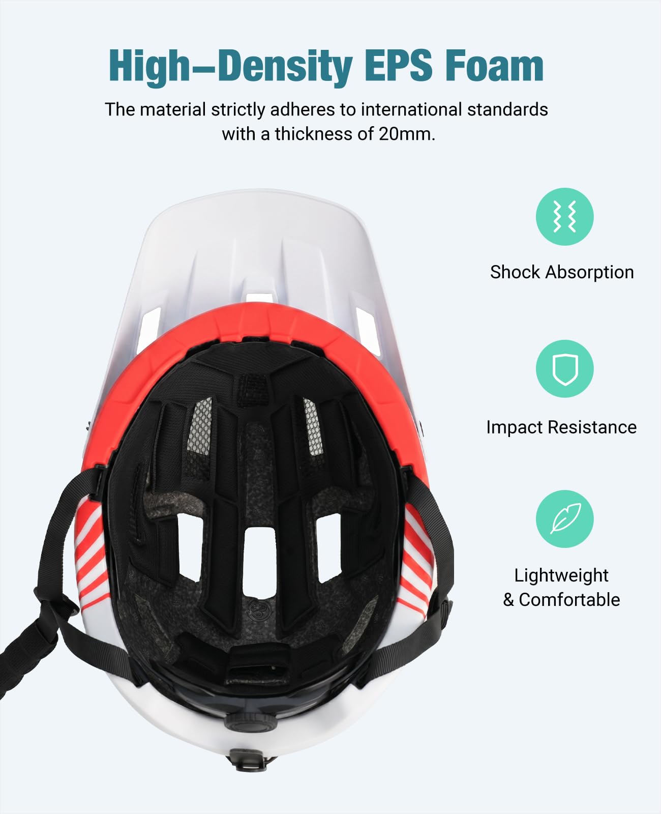Favoto Kask rowerowy z daszkiem lekki – podwójna technologia Inmould MTB kask dla mężczyzn i kobiet, kask rowerowy L (57-61 cm), biały