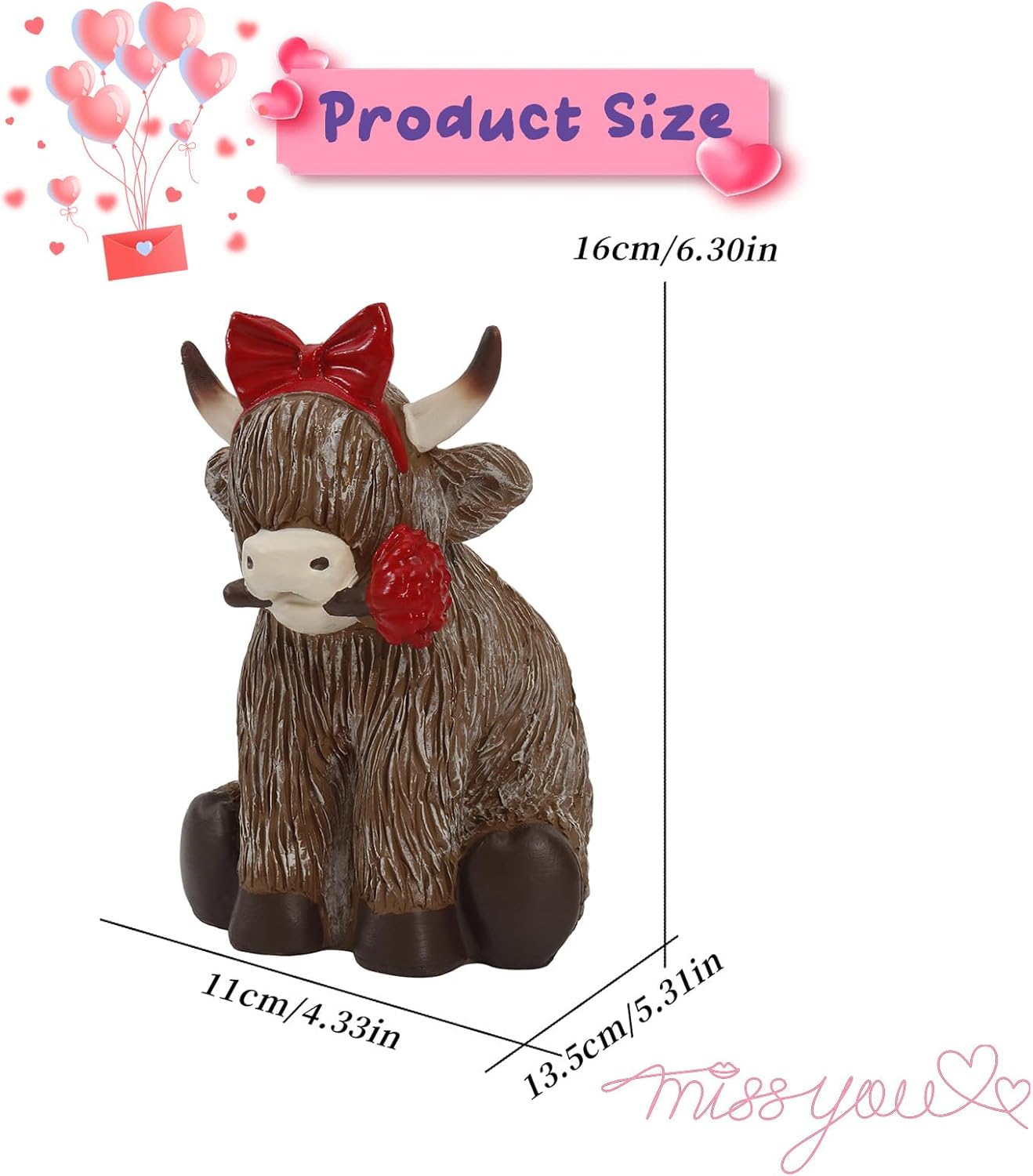 Cow Lamp,Valentine's Day Tabletop Calf Figurines | Light Up Cow Figurines Garden Decor - for Home Office Bedroom Kitchen Dining Room Desk Nightstand Counter Bookshelves