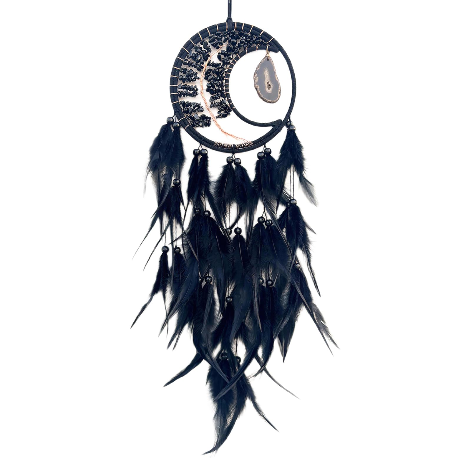 Beautiful Feathered Tassels and Crystal Stone Pendant Dreamcatchers Hanging Ornament for Tranquils Home or Car Decors Crystal Stone Dreamcatchers