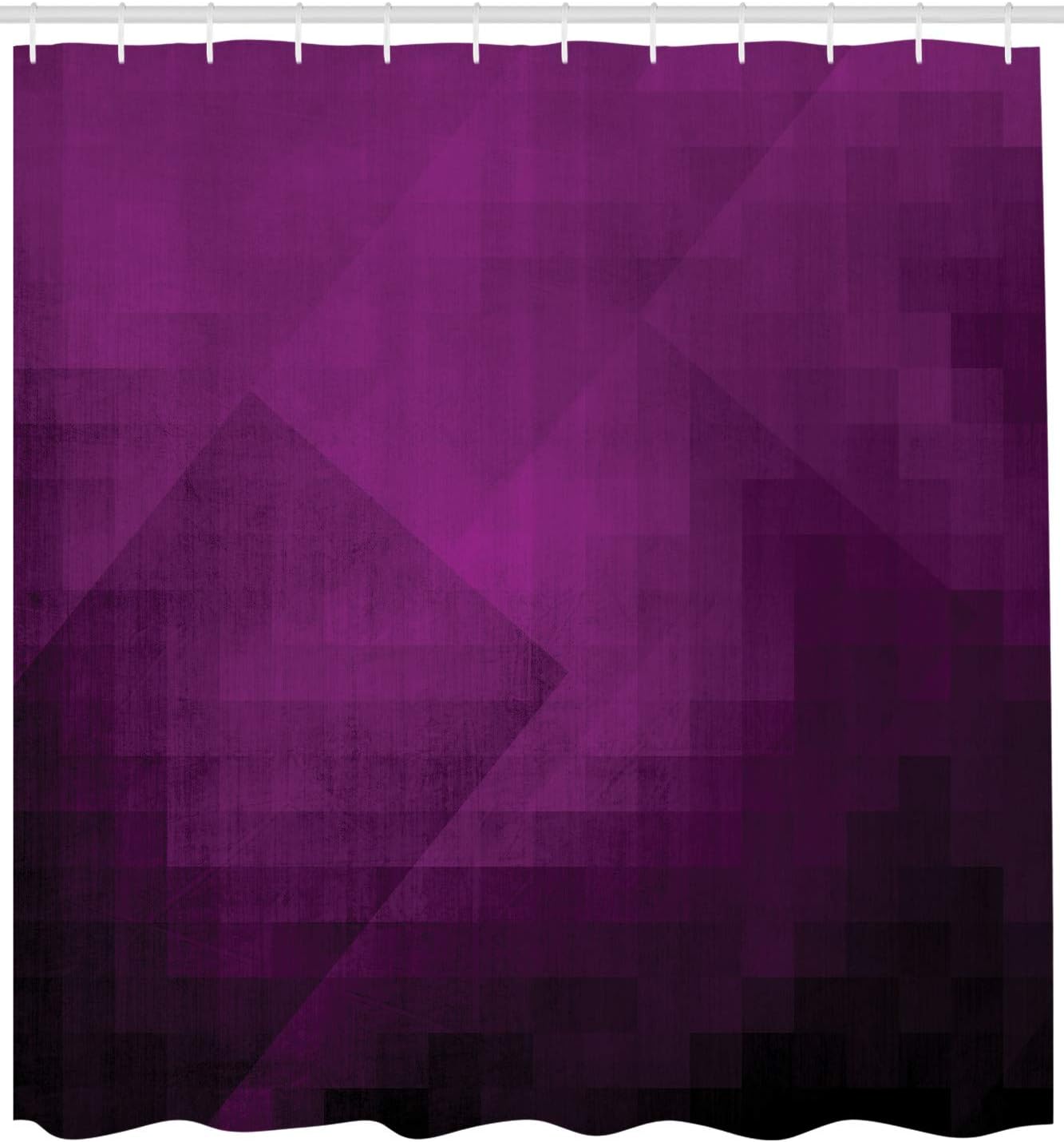 Ambesonne Eggplant Shower Curtain, Abstract Squares in Faded Color Scheme with Modern Art Inspired Style Pixelart, Cloth Fabric Bathroom Decor Set with Hooks, 69" W x 75" L