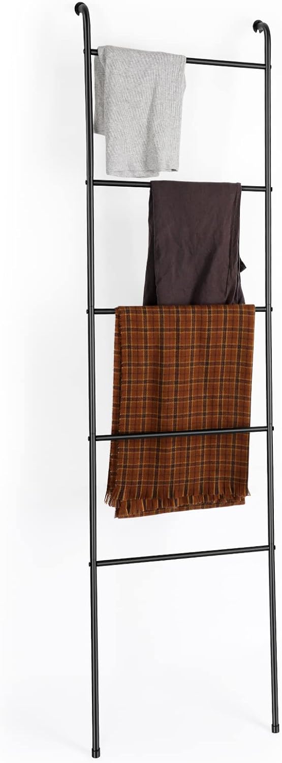 Black Metal Blanket Ladder Towel Rack
