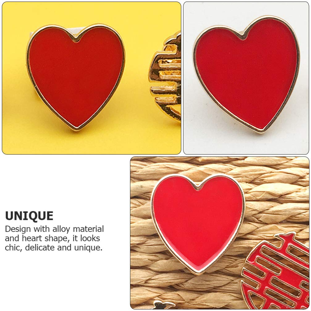 Broche Cœur Rouge Bopely - Résine - 2cm - Accessoire Mode Pour Vêtements Ou Accessoires