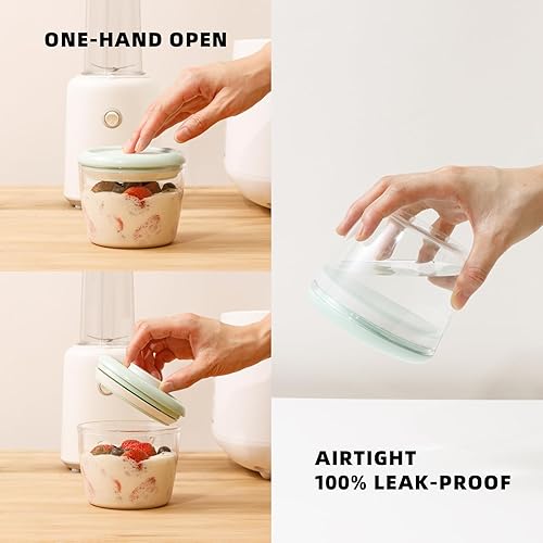 Miniatura 3 de Tritan - Recipientes de avena durante la noche, juego de 4, recipientes herméticos de yogur de 14 onzas, tarros de pudín de chía inastillables con