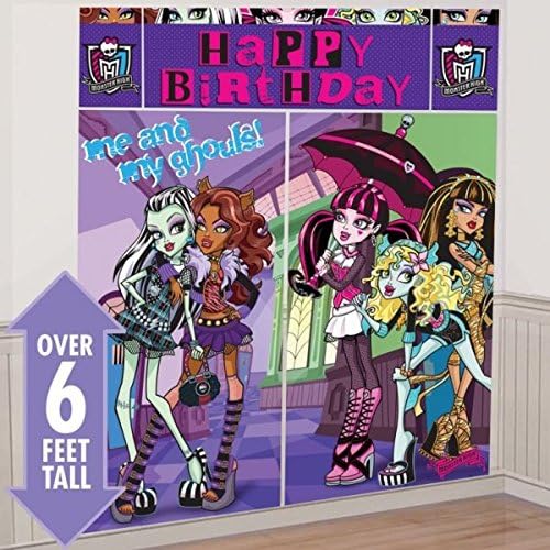Amscan 679693 Scene Setters® Wall Decorating Kit | Monster High™ Collection | Party Accessory 59" x 65" 5 ct.