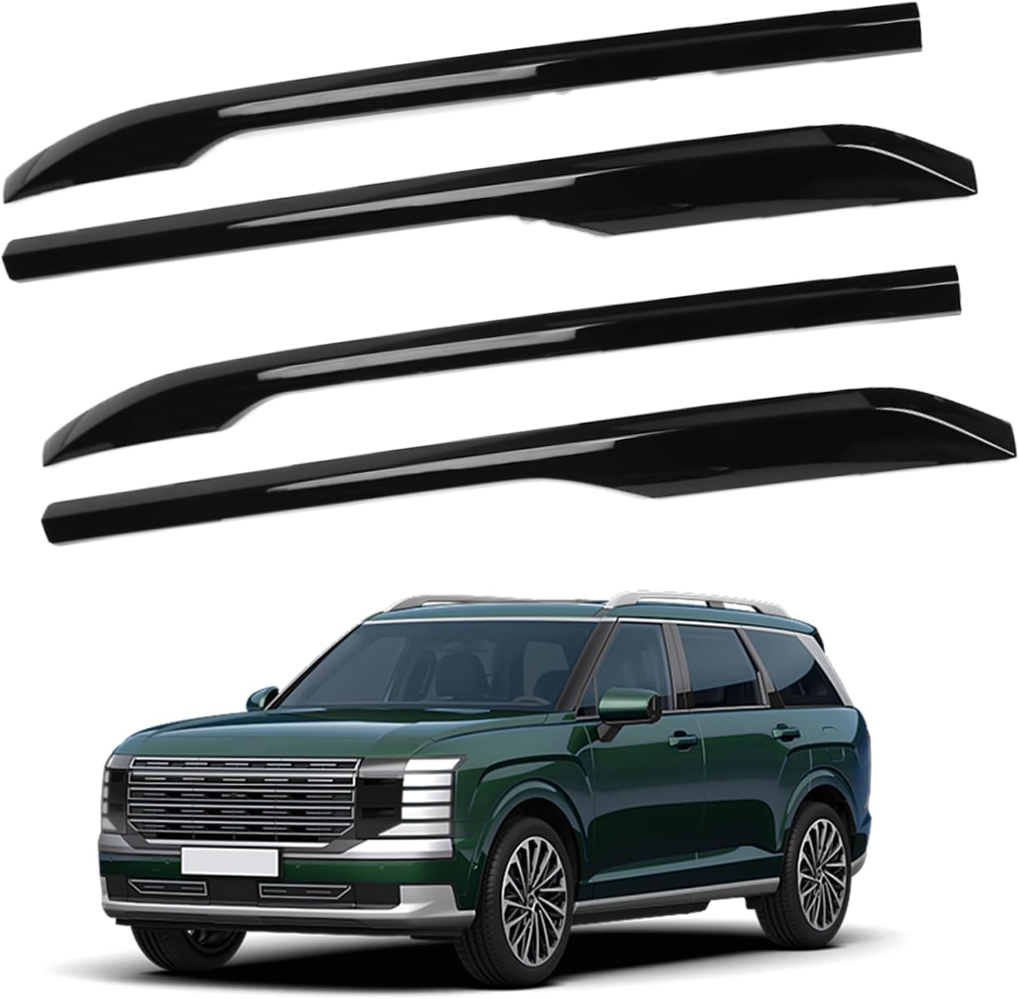 Roof Rack Cross Bars Cover Compatible with Hyundai Palisade LX3 2026, Roof Luggage Crossbar Cargo Rail Rack End Cap Protection Covers Shell Trim