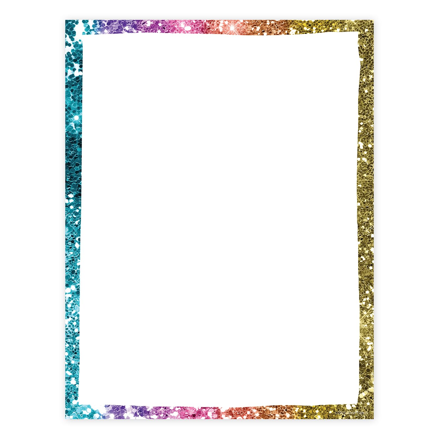 Rainbow Faux Glitter Border Letterhead / 40 Colorful Sequin Sparkle Sheets / 8.5" x 11" All Occasion Party Celebration Paper/Decorative Matte Shine