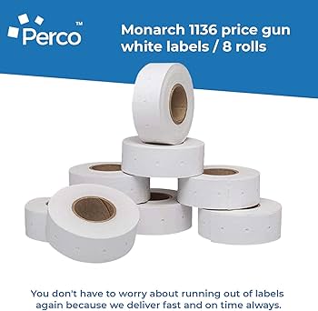 Monarch 1136 price gun white labels / 8 rolls